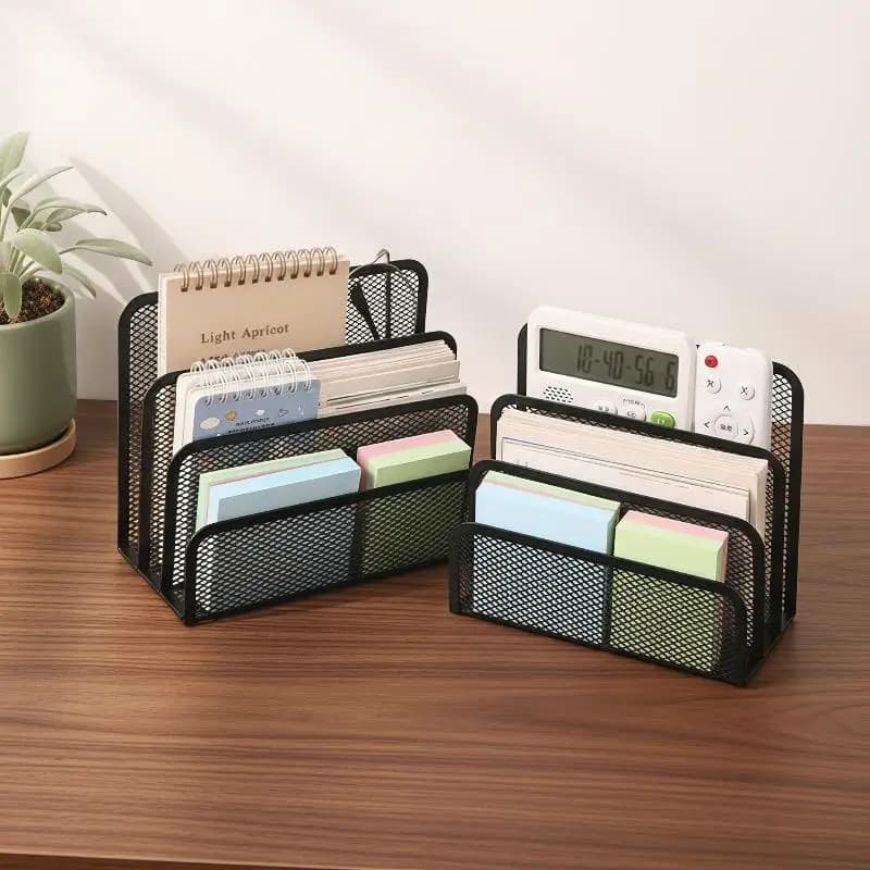 Black Metal Mesh 3 Tier Desk Organizer File Paper Tray Notebook Holder for Home Office Remote Workers