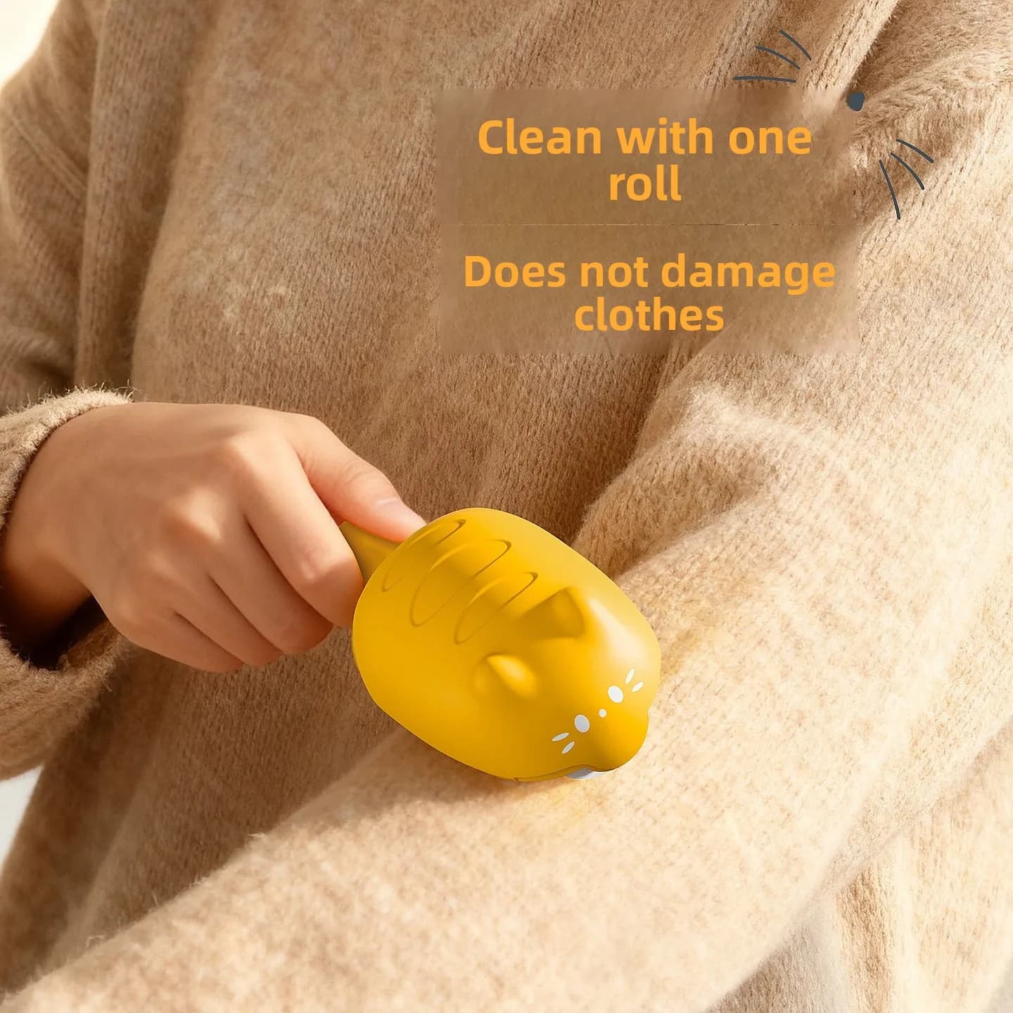 Mini Portable Cartoon Kitty Lint Roller Dust-proof Sticky Paper Roller Remover Cat Dog Hair Dust for Clothing Sofa Travel