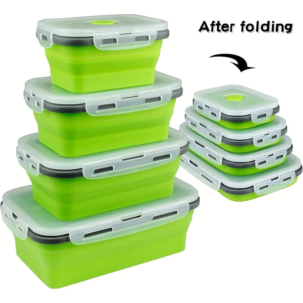 1/4PCS Pieghevole In Silicone Lunch Box Cucina Frigorifero Scatola di Conservazione Eco-Friendly Picnic Scatola di Immagazzinaggio impilabile Salva Spazio