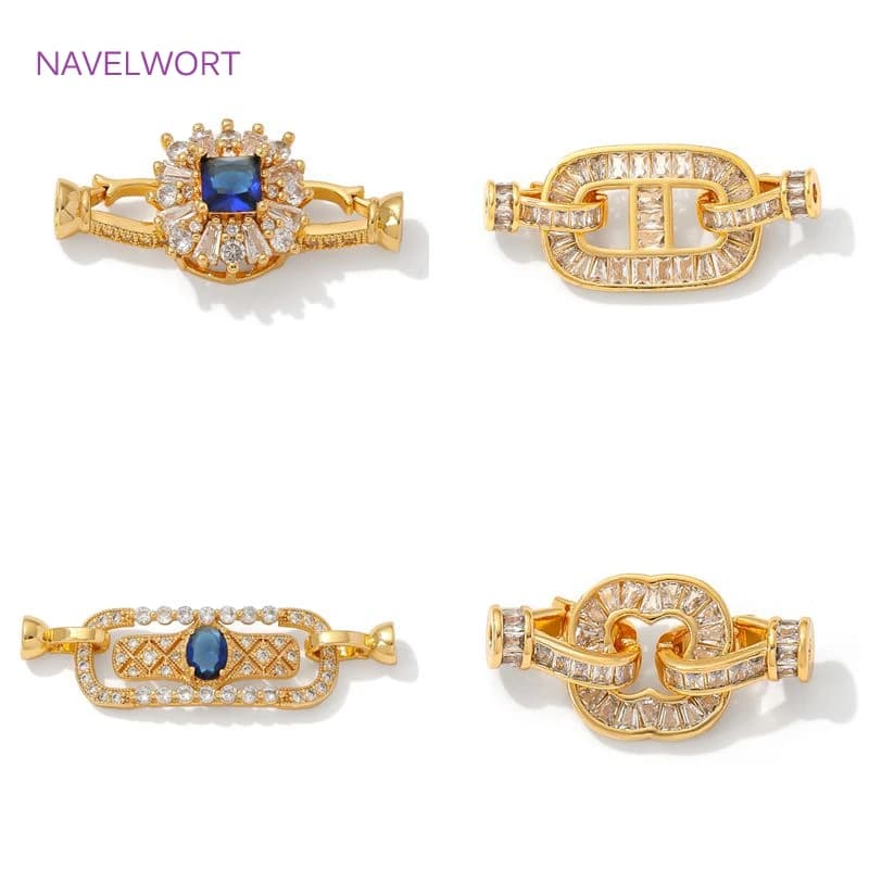 Luxury 18K gold plated connector closures, with zircon closures, fixing elements for bracelet, DIY necklaces, jewelry creation results
