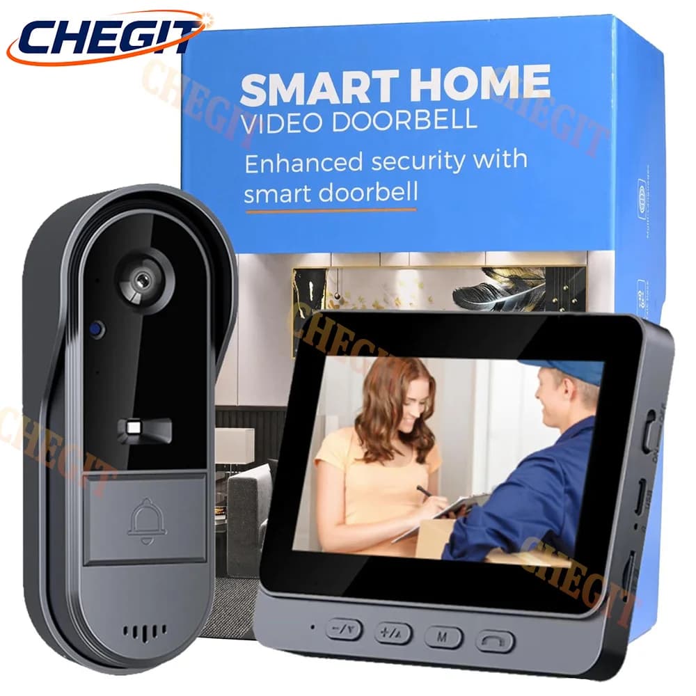 4.3in IPS Screen Wireless Doorbell With Camera 1080P Video Intercom Doorbell Waterproof Home Security Door Bell IR Night Vision