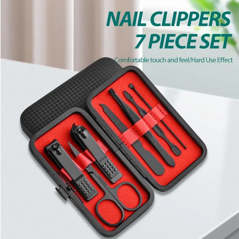 Tagliaunghie per la casa Set da 7 pezzi Strumento per manicure con apertura grande Pinzette per clip per sopracciglia unisex mini regalo compatto