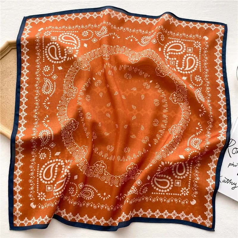 Women's scarf in pure cotton Square scarves for women's neck Printed design Handkerchief for fashion girl 2025 New