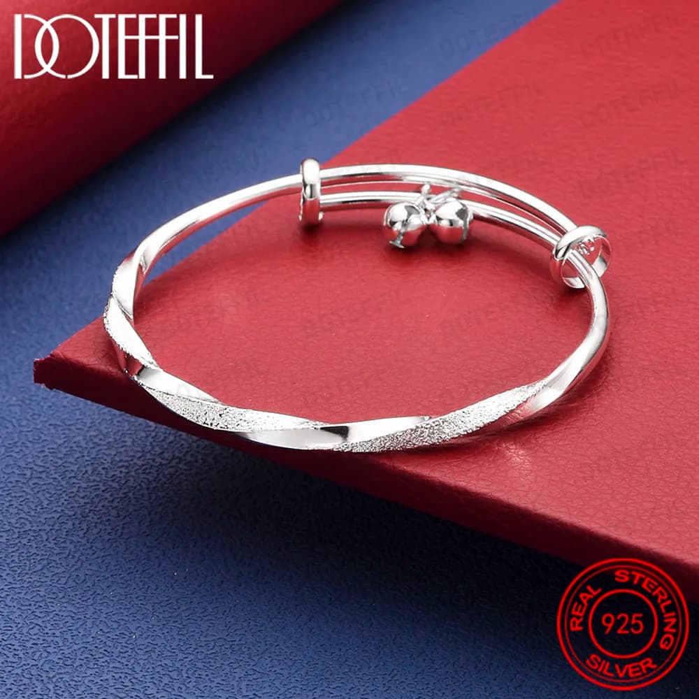 Bracciale a campana lucido intrecciato in argento sterling 925, gioielli affascinanti e alla moda per le donne