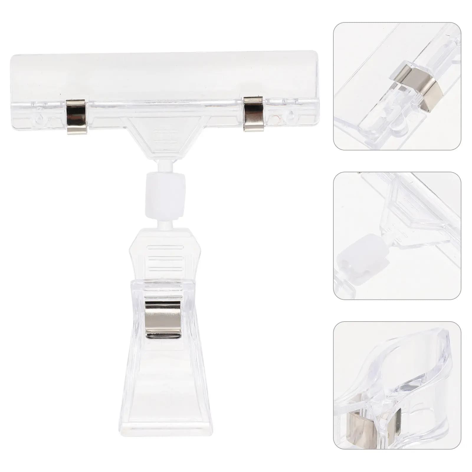 Clip per etichette con doppio display da 25 pezzi, portaetichette in plastica girevole per esposizione pubblicitaria di cartellini dei prezzi nei negozi al dettaglio