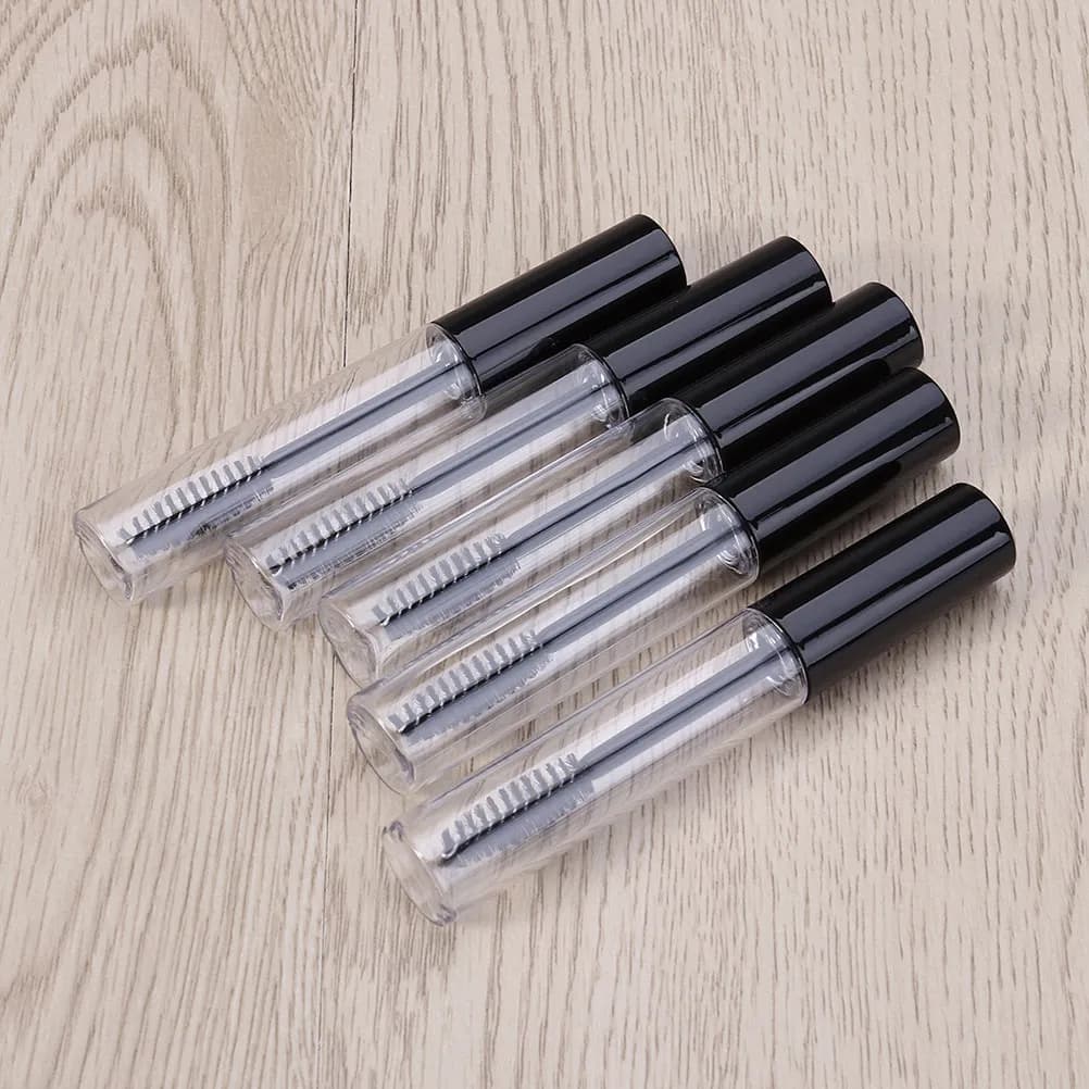 6Pcs Empty Eyelashes Tubes Black Lid Portable Transparent DIY Mascara Cream Bottle Container Travel Eyelash Storage