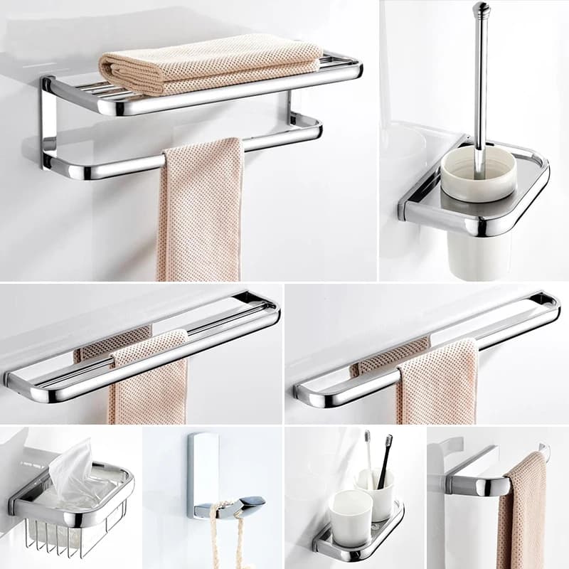 Set di accessori per il bagno lucidato cromato portasapone portasciugamani porta asciugamani porta asciugamani porta carta igienica