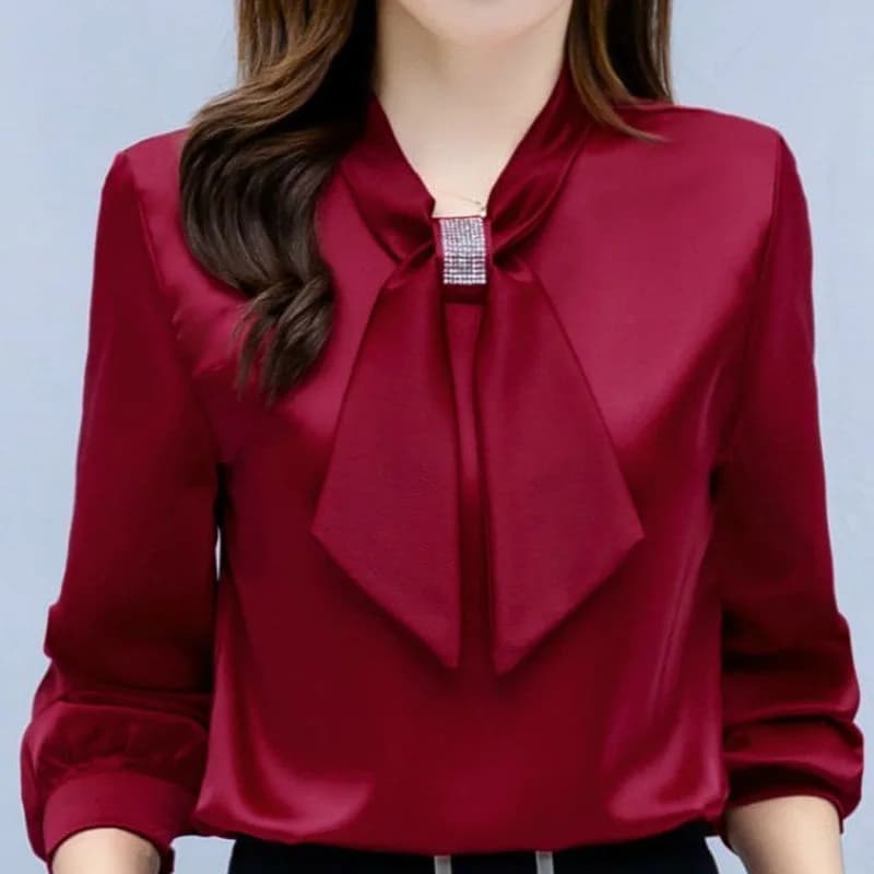 2024 nuova moda abbigliamento donna tinta unita donna Casual ufficio signora pullover interni lappatura manica lunga top t-shirt