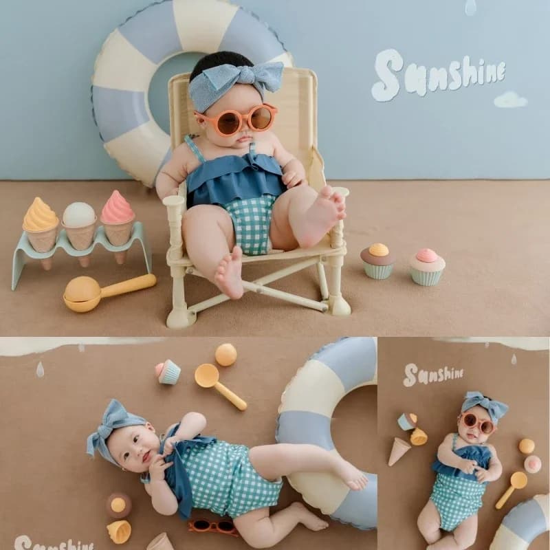 Newborn Baby Photography Props Summer Swimsuit Swimming Ring Decoration Theme Set Fotografia Photoshoot Studio Shoot Photo Props