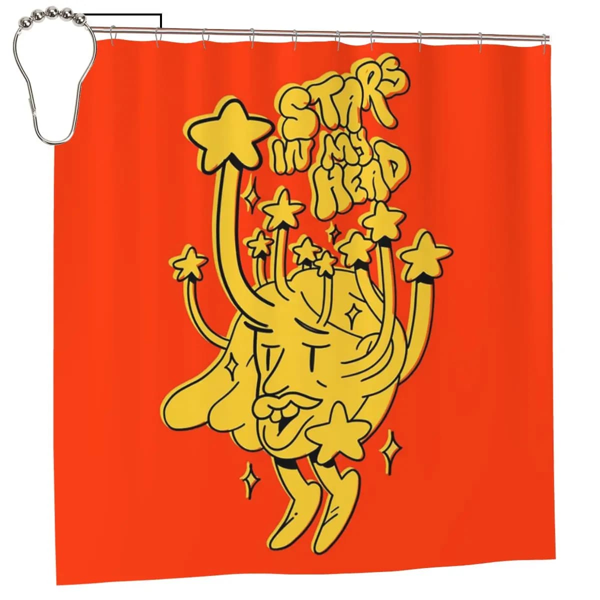 Tenda da doccia Stars In My Head, tende da bagno impermeabili in poliestere con ganci