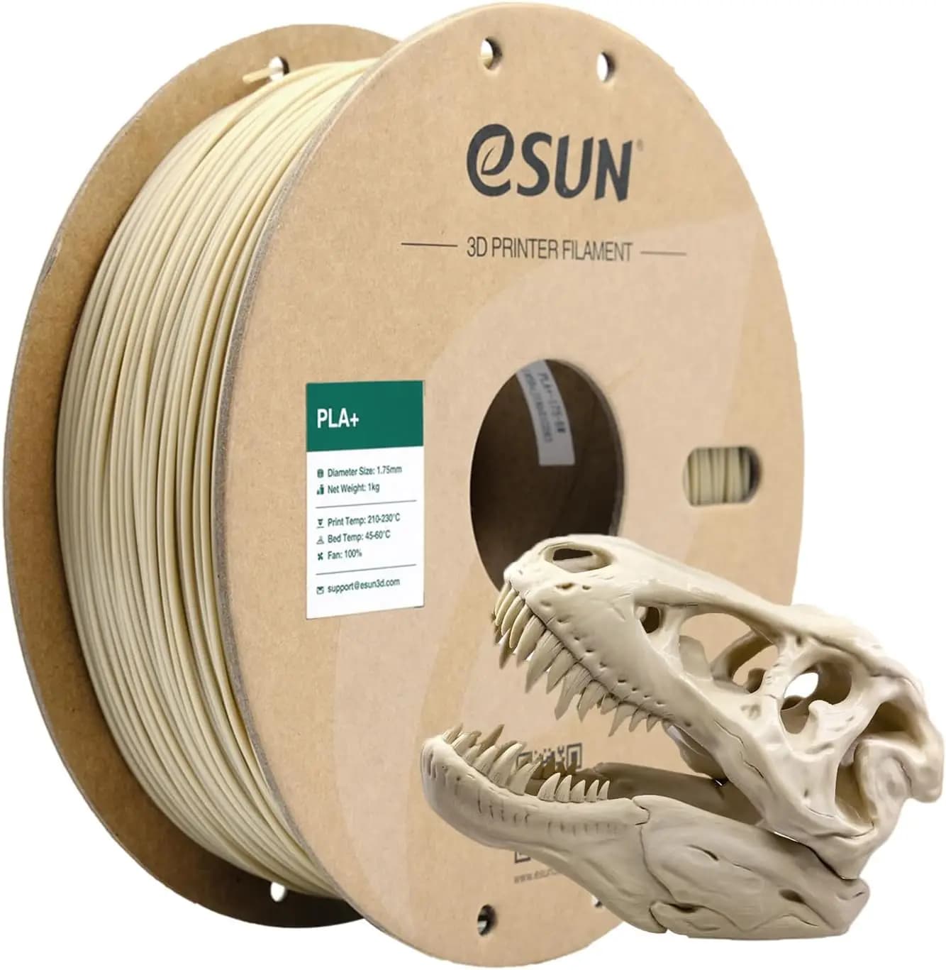 High Precision PLA Plus Filament 1.75mm, Accuracy +/-0.03mm, 1KG Coil for 3D Printers in White Oxa