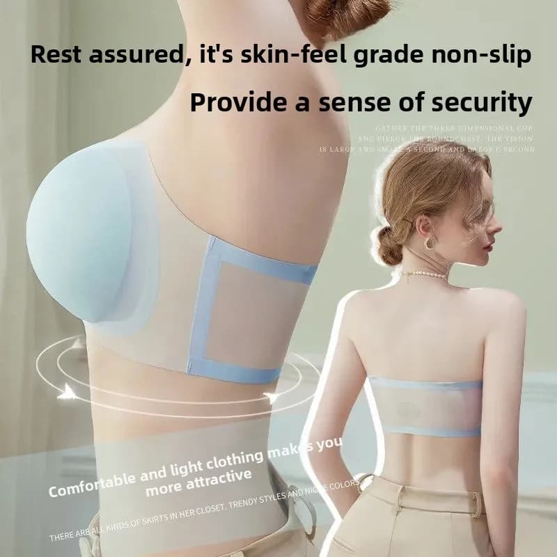 Reggiseno push-up senza spalline da 8 cm - Tessuto in seta ghiaccio, adesivo antiscivolo per seno piccolo, convertibile in vari modelli