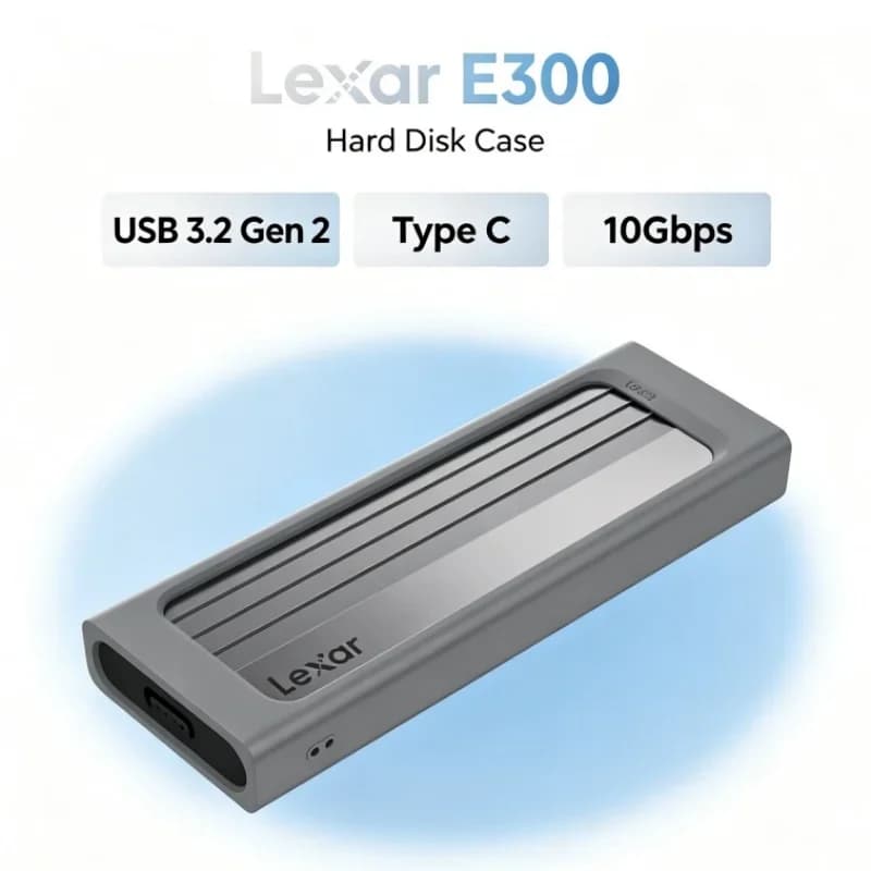 Lexar E300 M.2 SSD Enclosure NVMe SSD Case for 2230/2242/2260/2280 USB 3.2 Gen 2 Type C Mobile External Hard Disk