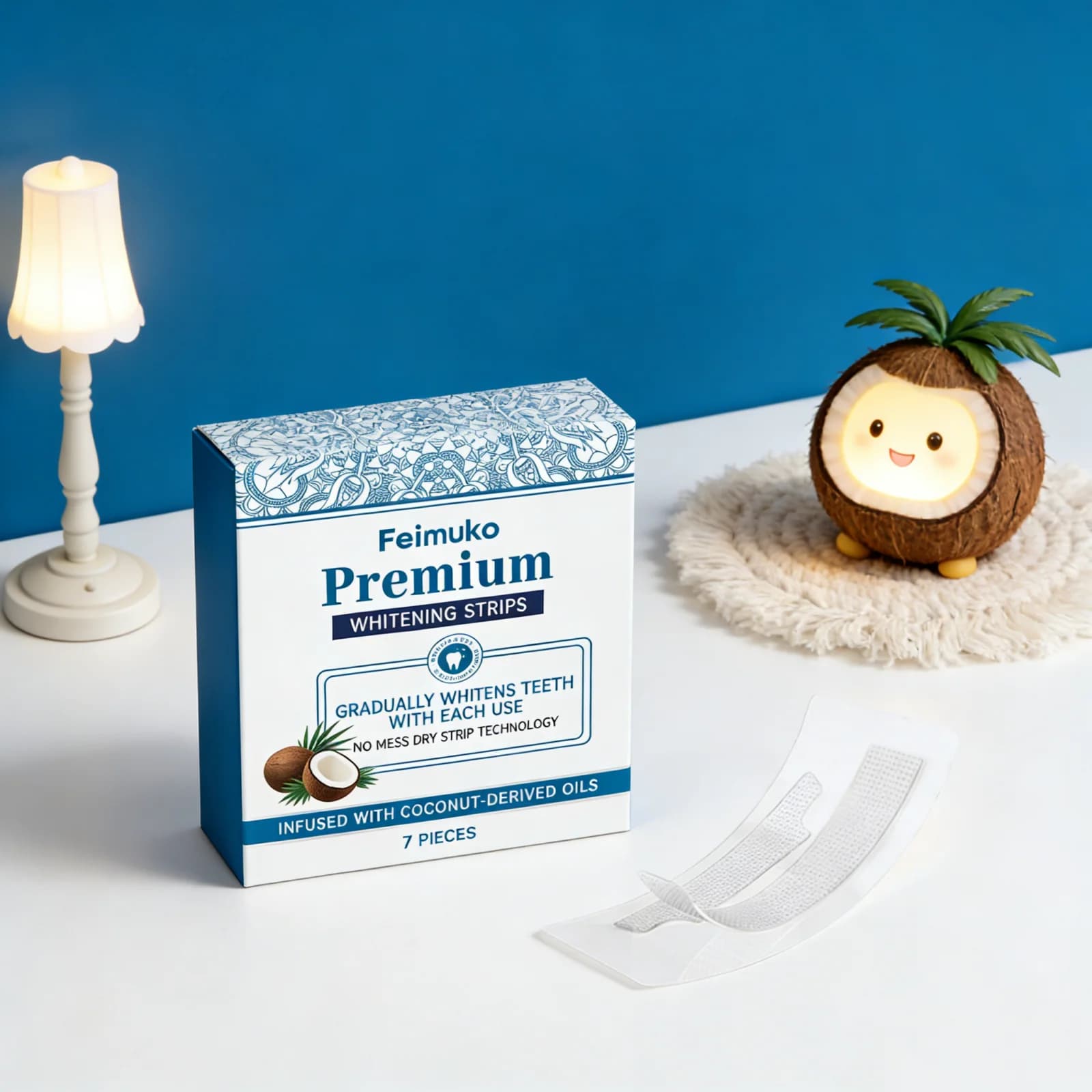 Professional Whitening Gel Strips for Tooths with Natural Coconut Oil, Remove Yellow Whitening, Safe Smile, Non-Irritant Whitening Patch