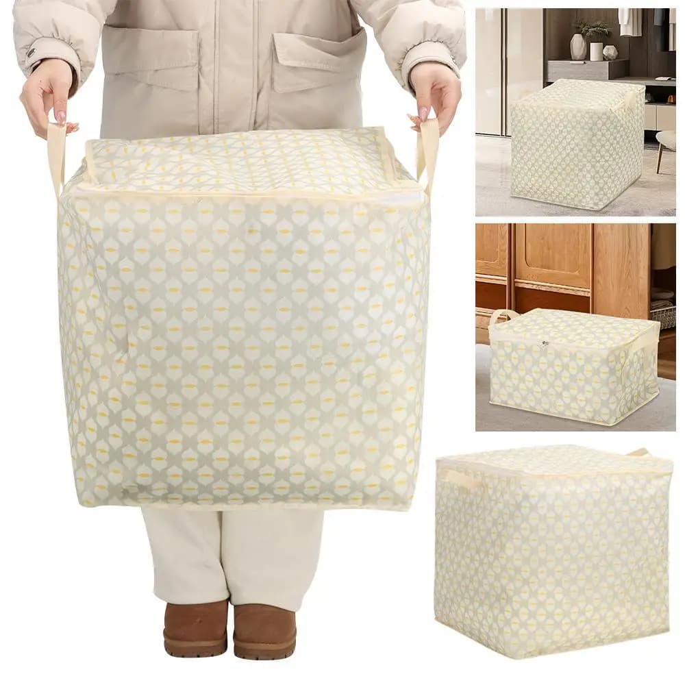 with Handle Clothes Storage Bins Foldable Large Capacity Quilt Storage Bag Dust-Proof Clothes Organizer Closet Storage Box