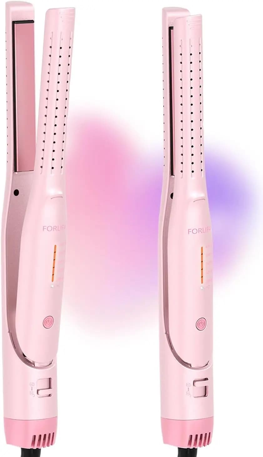 Piastra per Capelli 2-in-1 con Piastre in Ceramica e Flusso d'Aria Fredda per lo Styling di Capelli Corti