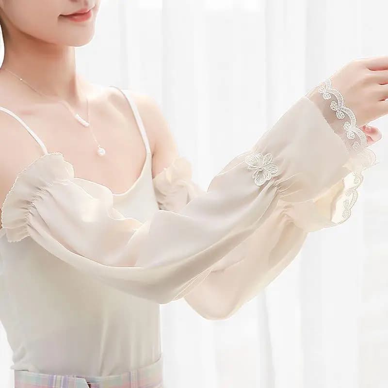 Wide and thin summer sleeves for women's sun protection, long breathable solar protection sleeves for outdoor driving and cycling