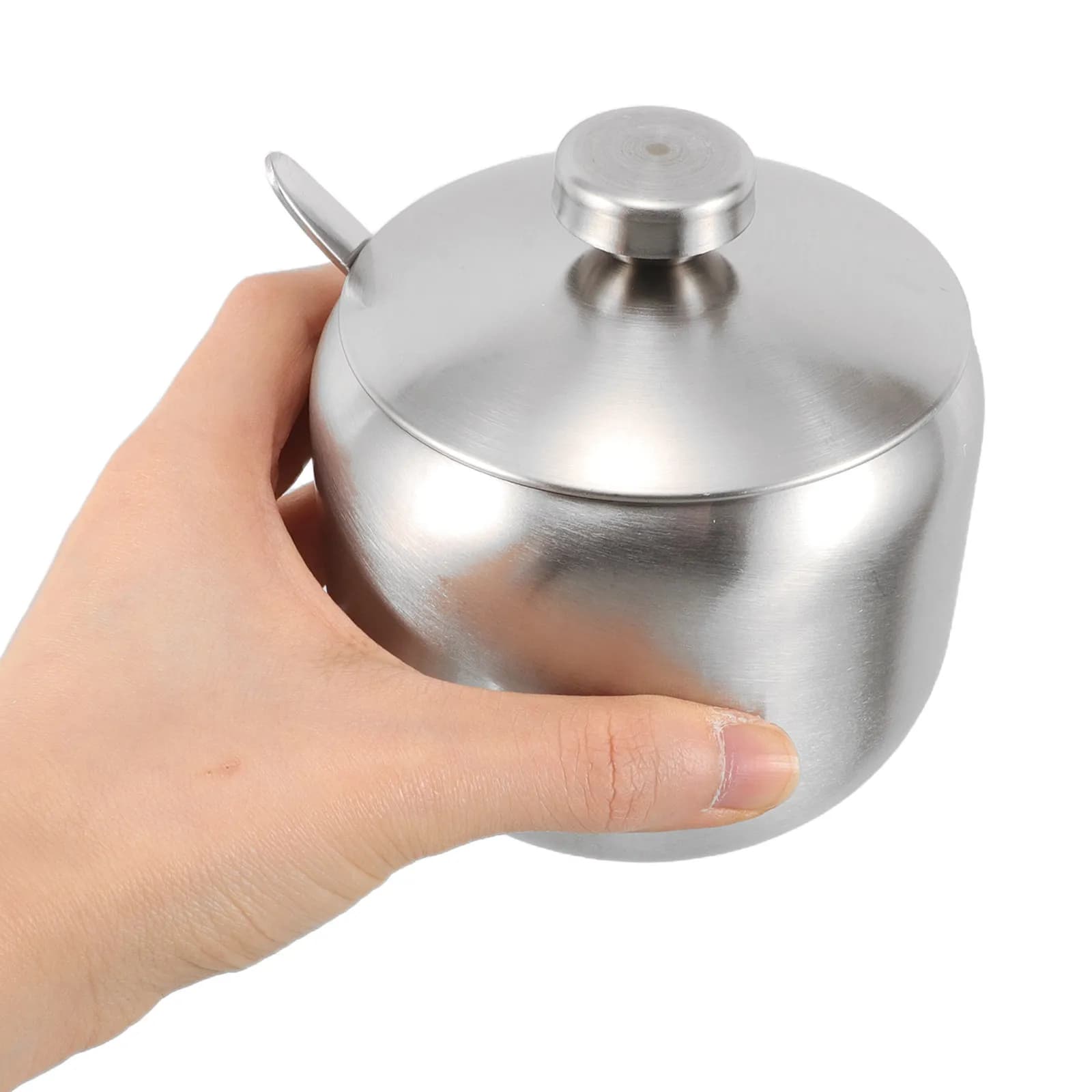 Set di 2 Contenitori per Spezie in Acciaio Inox, Multiuso, per Sale e Zucchero, Design Elegante Rotondo, per Campeggio e Cucina