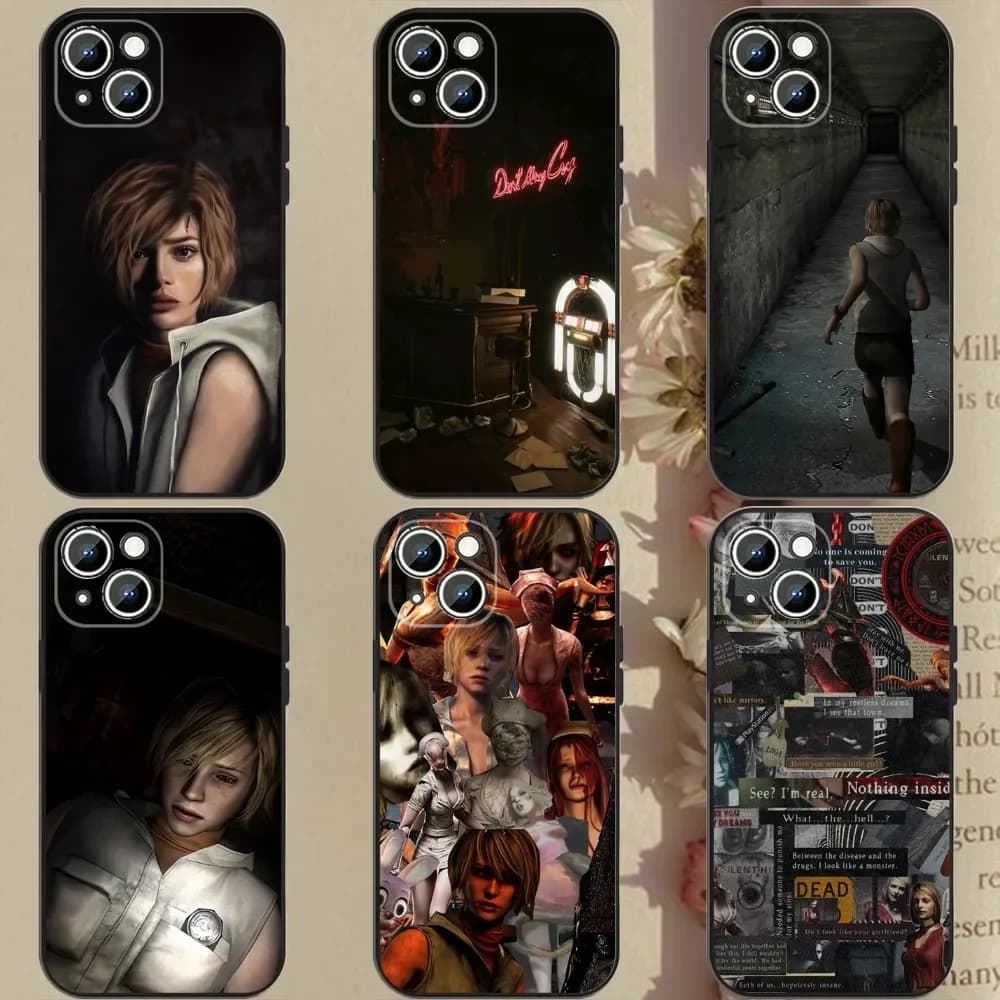 Custodia per telefono Games S-Silent Hill Custodia per telefono per Apple iPhone 15,14,13,12,11, XS, XR, X, 8,7, Pro, Max, Plus, mini Cover nera in silicone