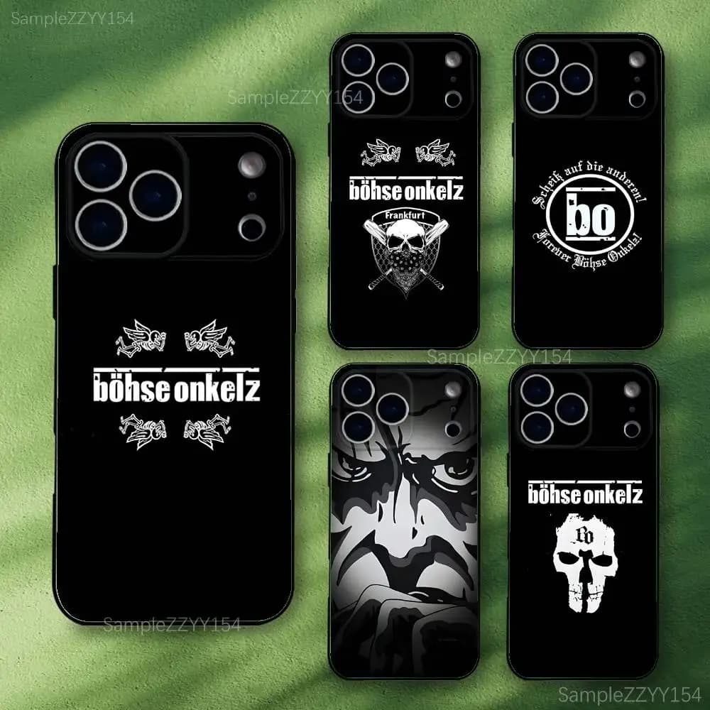 Custodia per telefono B-Bohse O-Onkelz Band per iPhone 15, 16, 17, 13, 14, 11, 12, Pro, Max, Plus, E, Air, Mini, morbida e antiscivolo