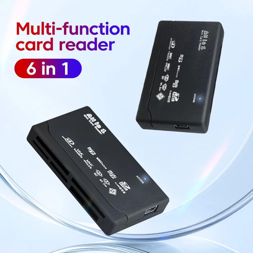 Lettore di schede SD multifunzionale 6 in 1 Lettore di smart card per schede di memoria SD/TF/XD/MS USB 2.0 per adattatore per accessori per laptop con fotocamera