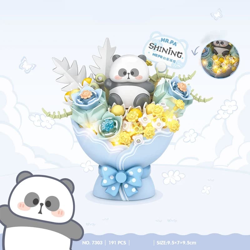 LOZ Panda Bouquet Serie Simulazione Rosa Girasole Arte Fiore Modello Assemblato Ragazze Building Blocks Ornamenti Giocattoli regalo per la mamma