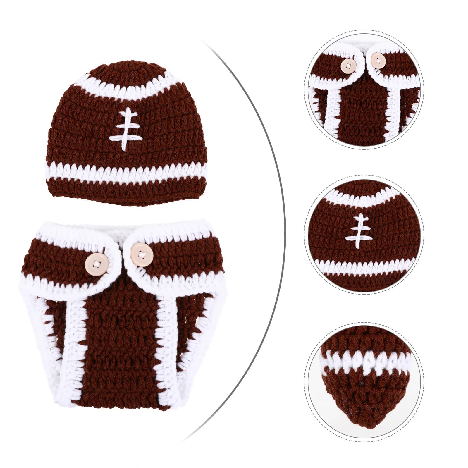 Set Costume per Neonati: Pantaloncini Lavorati a Maglia, Cappello e Completo Rugby, Abbigliamento Adorabile per Fotografia Neonatale