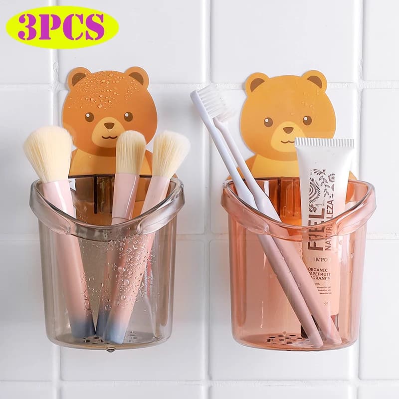 3pcs Toothbrush Holder Bathroom Accessories Bathroom Supplies Organizer Bathroom Shelf Toothpaste Holder Comb Storage Rack