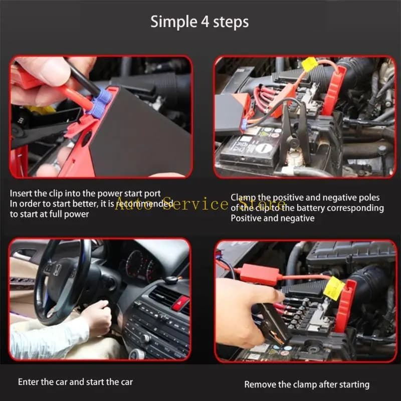 462A Auto Power Emergency Car Jump Starter Caricatore 10800mAh Torcia LED incorporata