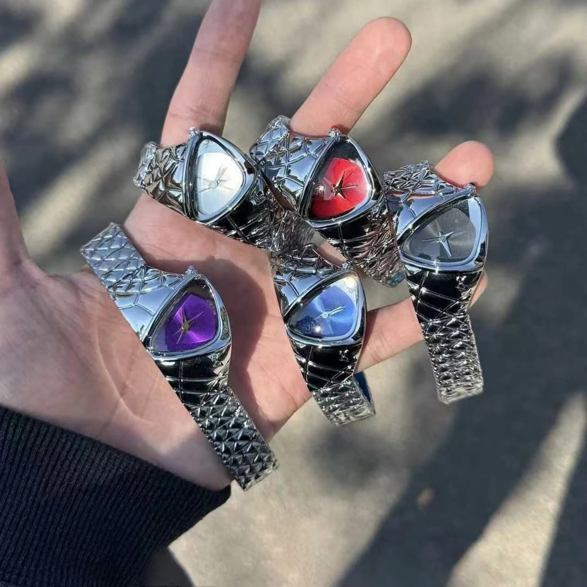 Men Unique Triangle Dial Quartz Watch Wristwatch Fashion Irregular Shape Metal Strap Luxury Casual Watch Gift For Male Friends