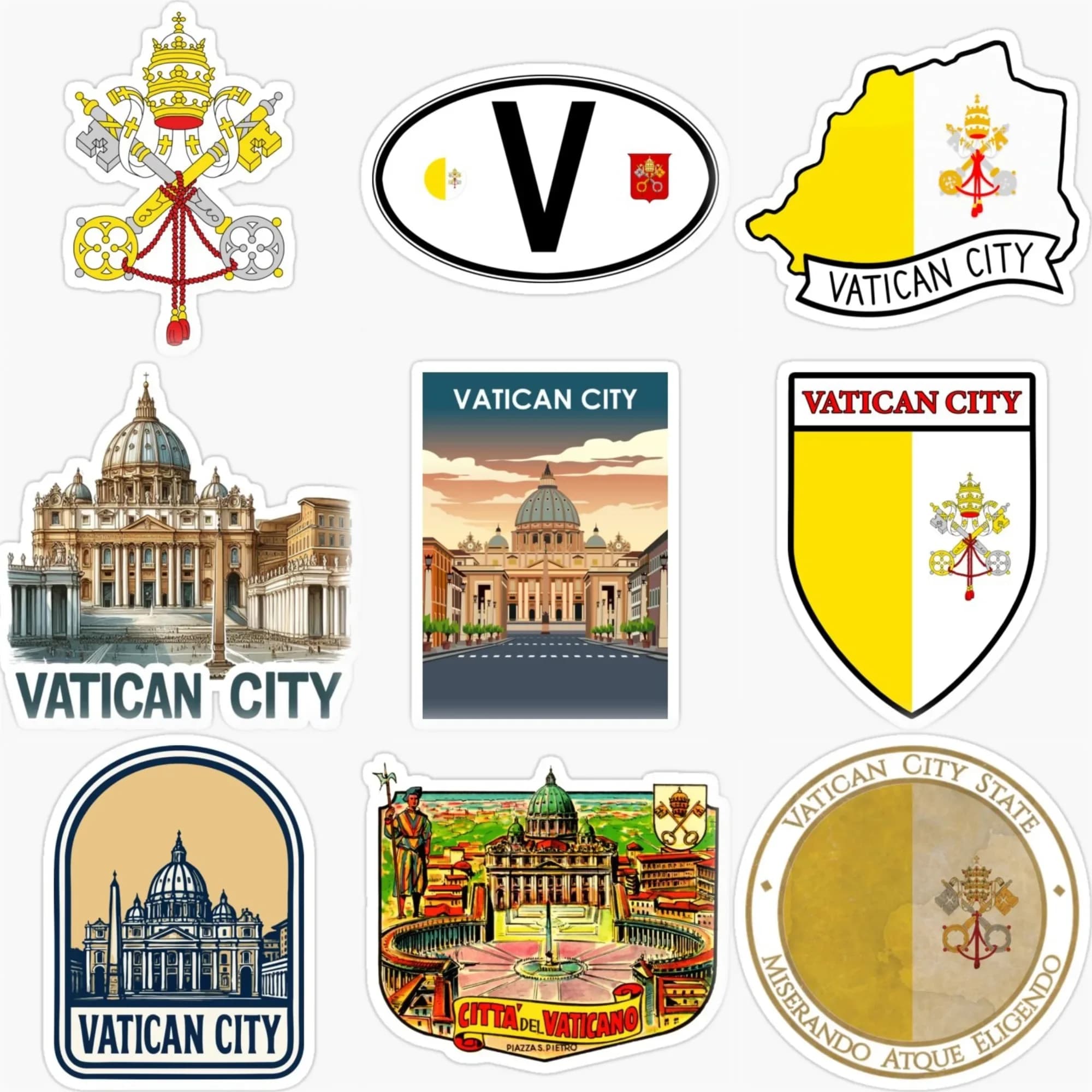 Adesivo Creativo con Bandiera e Mappa del Vaticano, Emblema della Chiesa, per Casco Moto, Auto, Bicicletta, Accessori Personalizzabili