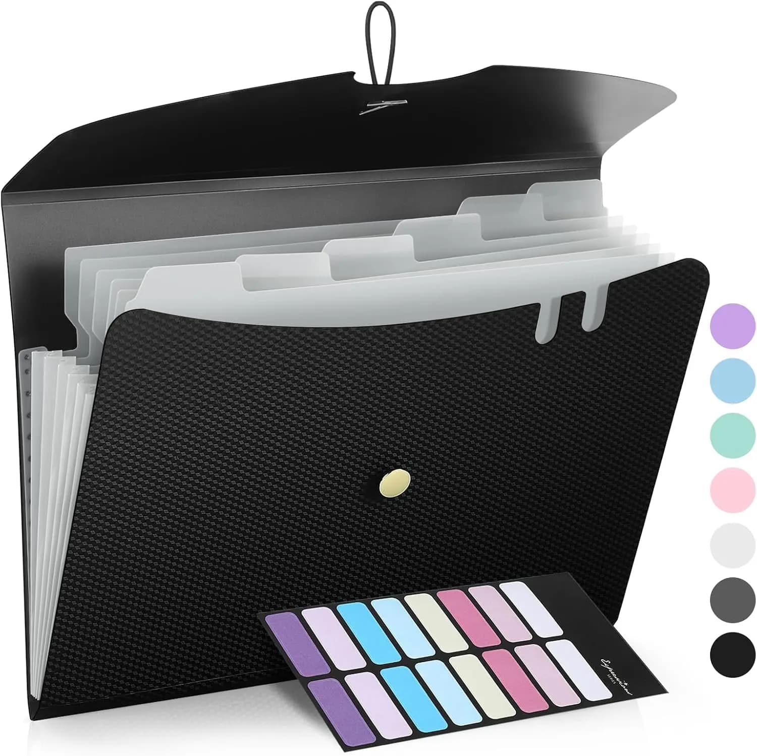 Cartella Portadocumenti Espandibile a 7 Tasche, Organizzatore a Fisarmonica Premium, Cartelle per Documenti Formato Letter con Chiusura Elastica