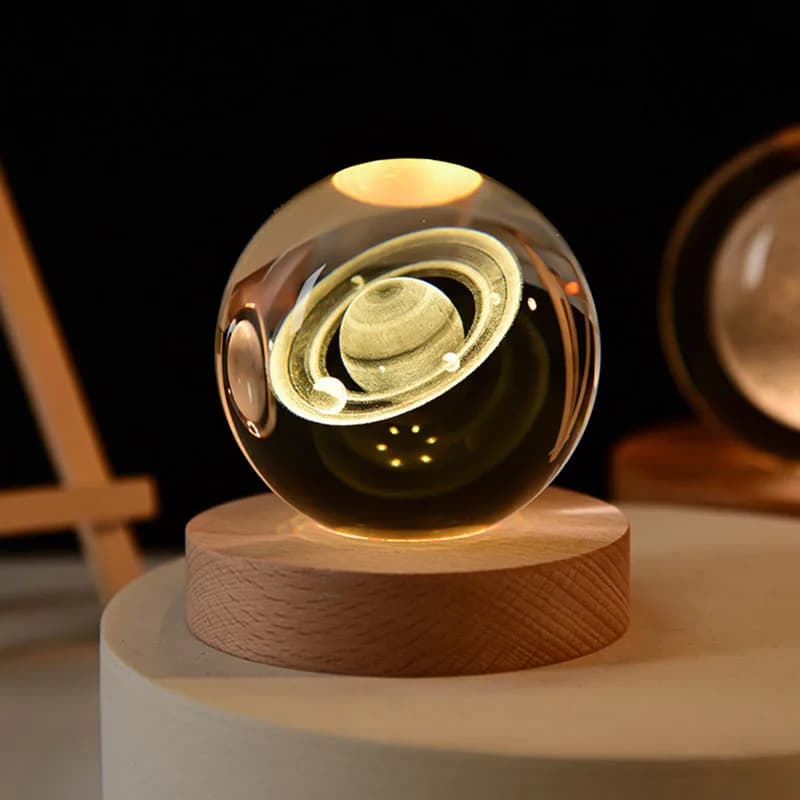 Crystal 3D Ball 6cm Crystal Planet Night Light Laser Engraved Solar System Globe Astronomy Birthday Gift Home Desktop Decoration