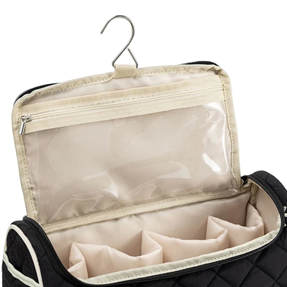 Borsa da viaggio per il trucco con ampia apertura, custodia per asciugacapelli, borsa organizer per articoli da toeletta per donne e ragazze, uso quotidiano