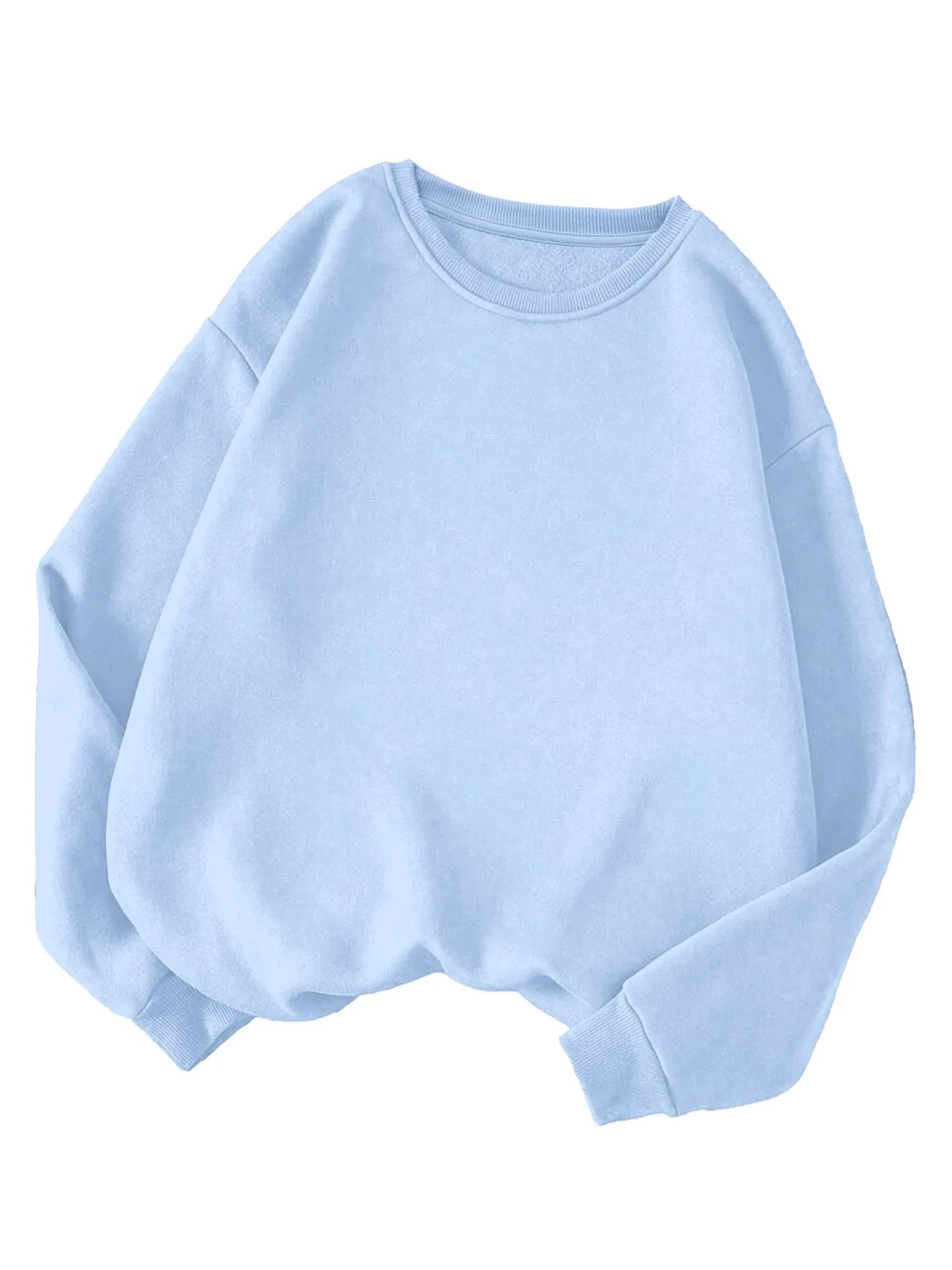 Trendy Light Blue Oversized Sweatshirt for Women Loose Casual Top