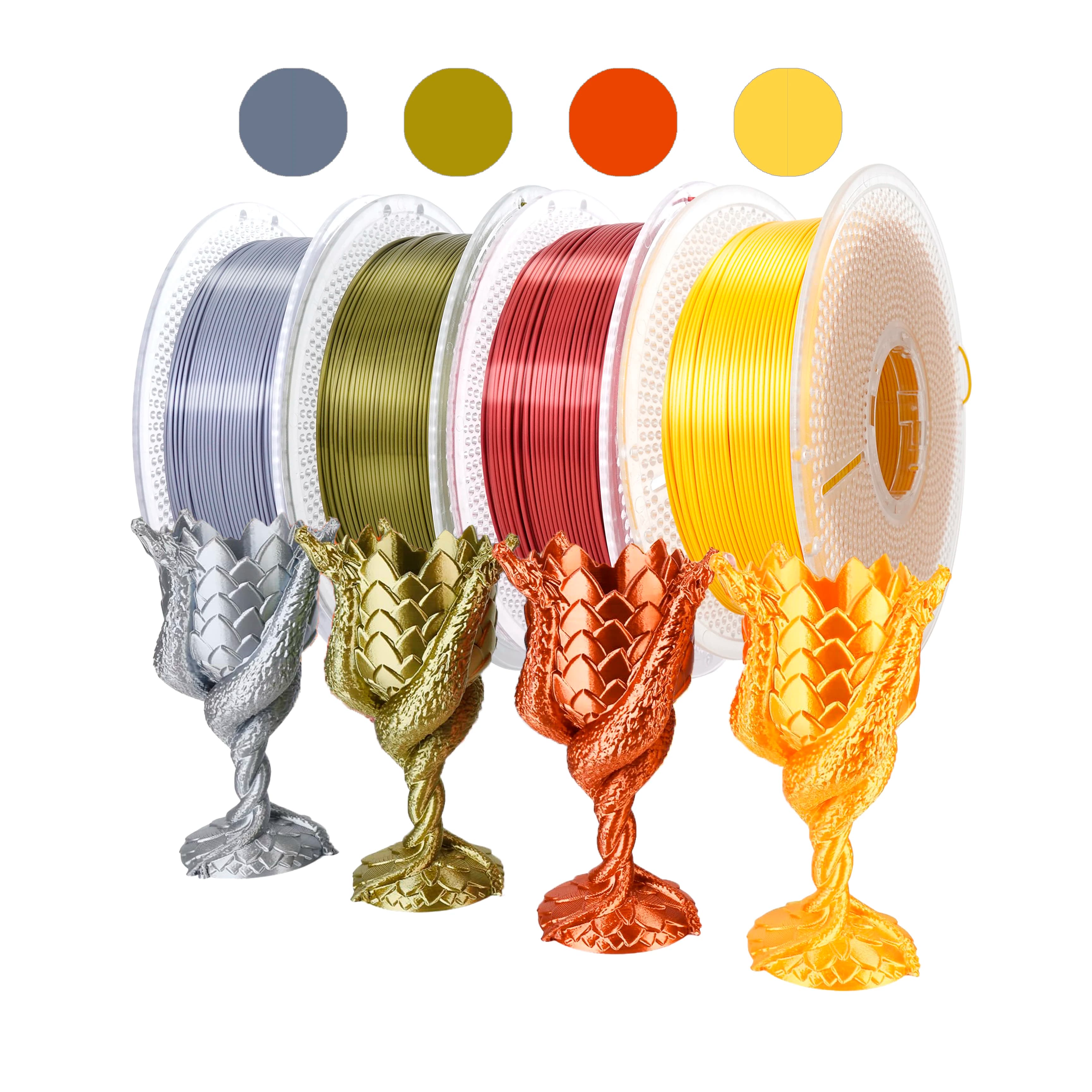 3D Silk Filament PLA compatible with Bambu Lab, Creality & Anycubic printers - 1 kg coil, diameter 1.75 mm