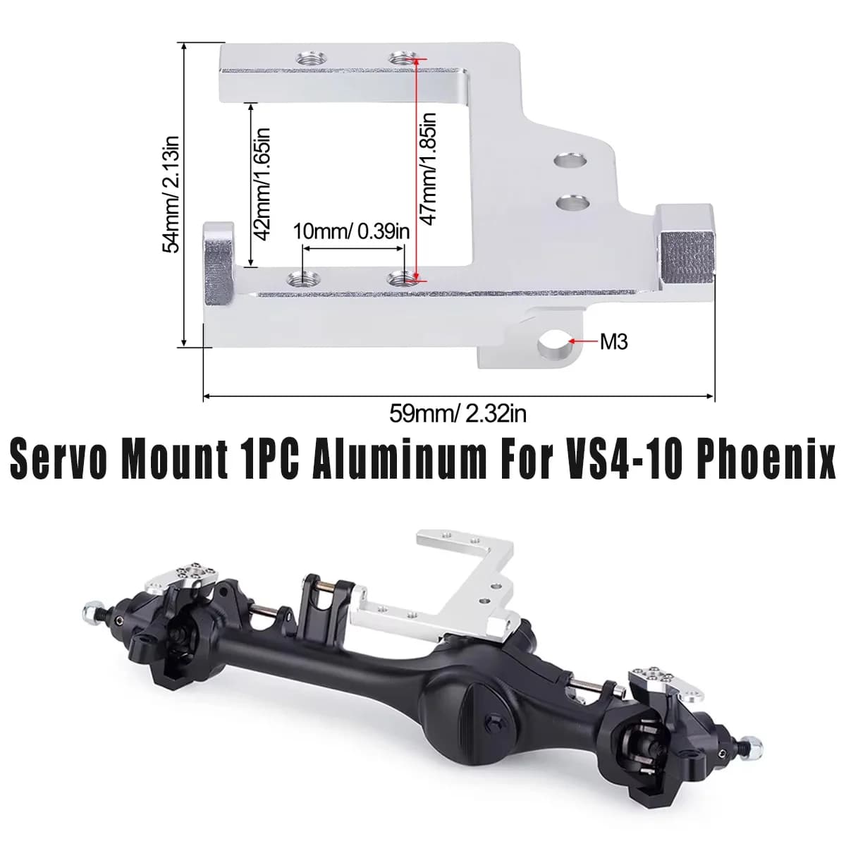 1PC Aluminum Servo Mount Bracket for Vanquish F10 F10T – Fits VS4-10 Phoenix RC Crawler Upgrades