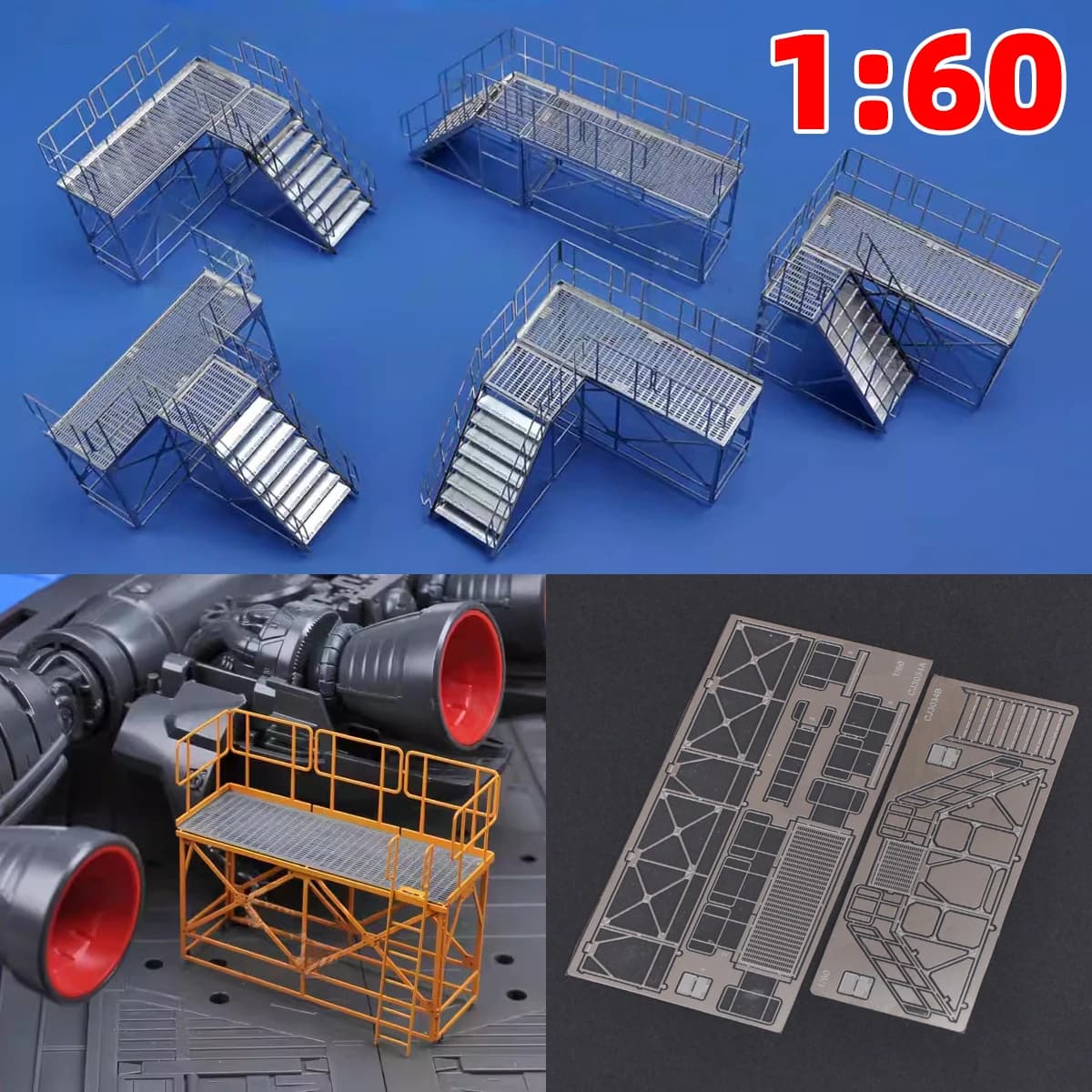 Kit Modellino in Scala 1/60 PE: Scale di Manutenzione, Scale da Arrampicata, Ponteggi, Modelli per Diorami e Tavoli di Sabbia, per Robot e Modelli Mech PG