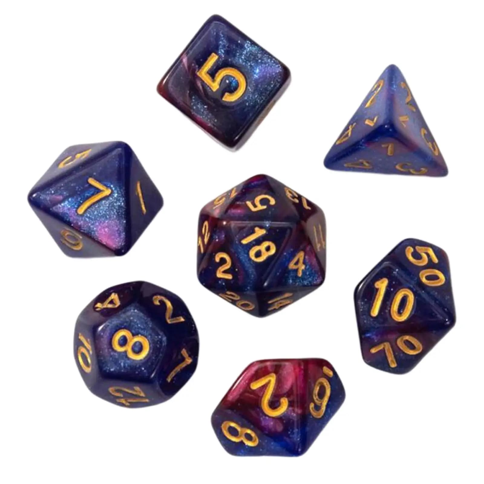 Set di Dadi Poliedrici in Acrilico, Sette Dadi Colorati per Giochi da Tavolo, Giochi di Ruolo e Apprendimento della Matematica