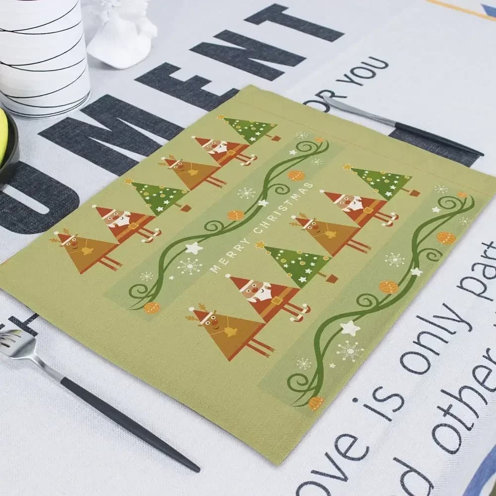 1PC Buon Natale Alce Tovagliette Tovagliette Nordic Happy Babbo Natale Tazza Sottobicchiere Accessori da pranzo Doily Mug Birra