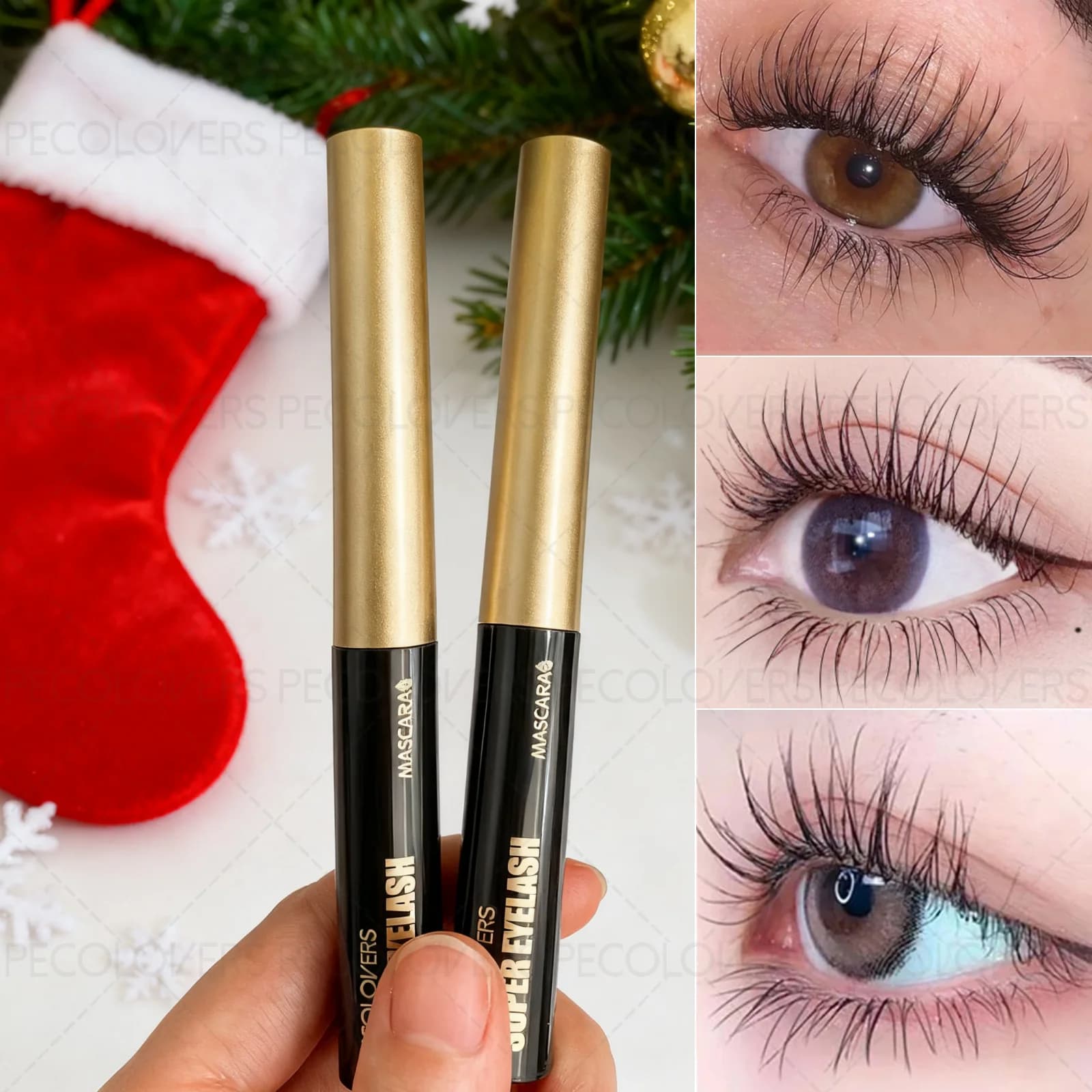 2 waterproof pieces, ultrafine brush, thickening eyelashes, quick drying, mascara, suitable for daily makeup, Christmas gift