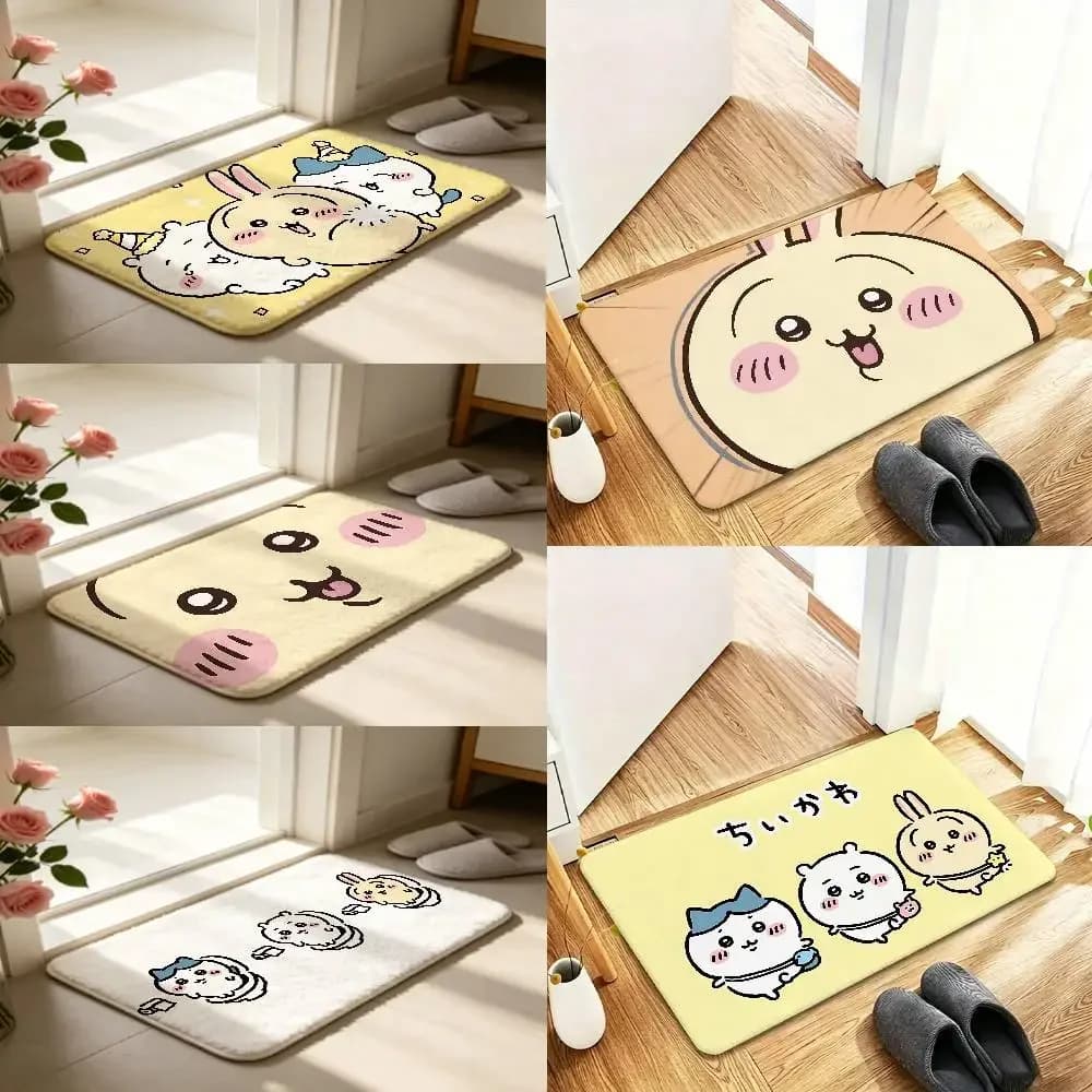 Cute-C-ChiikawaS-cartoon Floor Mat Durable Carpet Rug For Footpad Mats Style Soft Bedroom Floor House Laundry