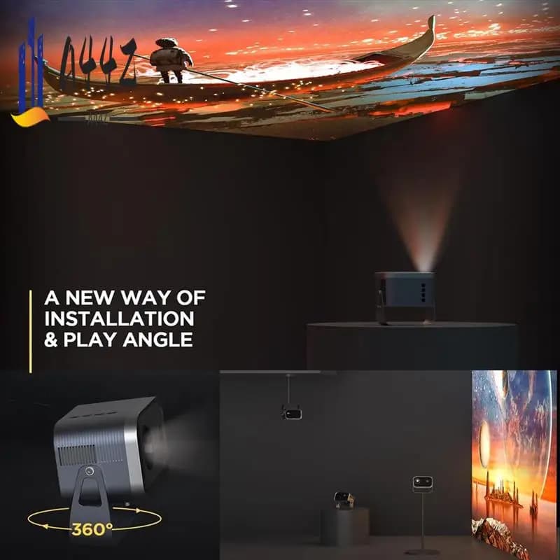 A44Z-Mini proiettore Wifi con proiettore portatile Home Theater con messa a fuoco elettrica Bluetooth 1080P 360 ° Supporto regolabile