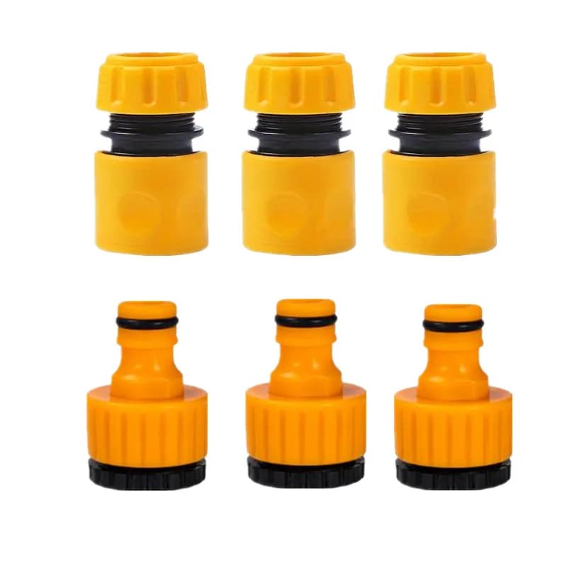 Kit di 6 Connettori Rapidi per Tubi da 3/4" e 1/2" con Adattatori Filettati per Rubinetto, per Lavaggio Auto e Irrigazione Giardino