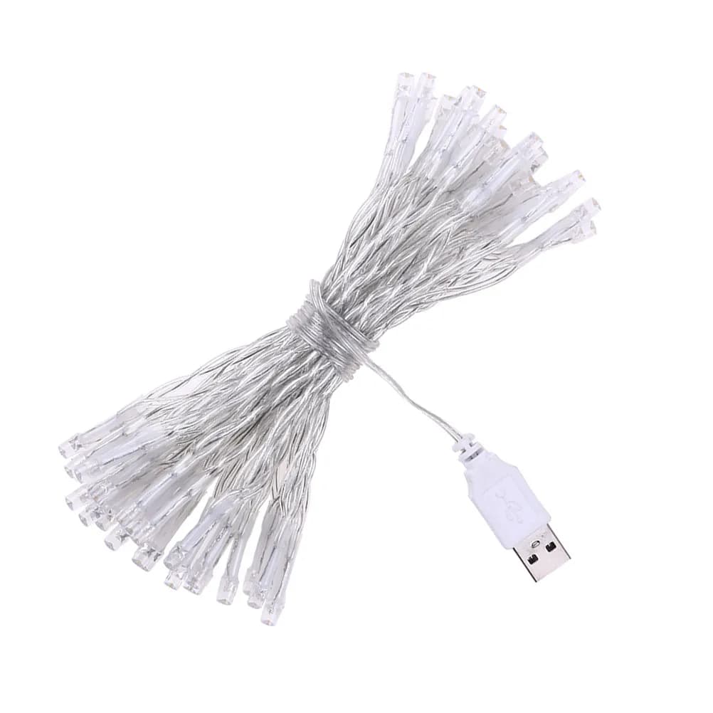 1 pz. 5M 50 LED Luci Decorative USB a Filo, Romantica Luce Calda e Soffusa, Luci Fatate a LED per Albero di Natale e Vetrina