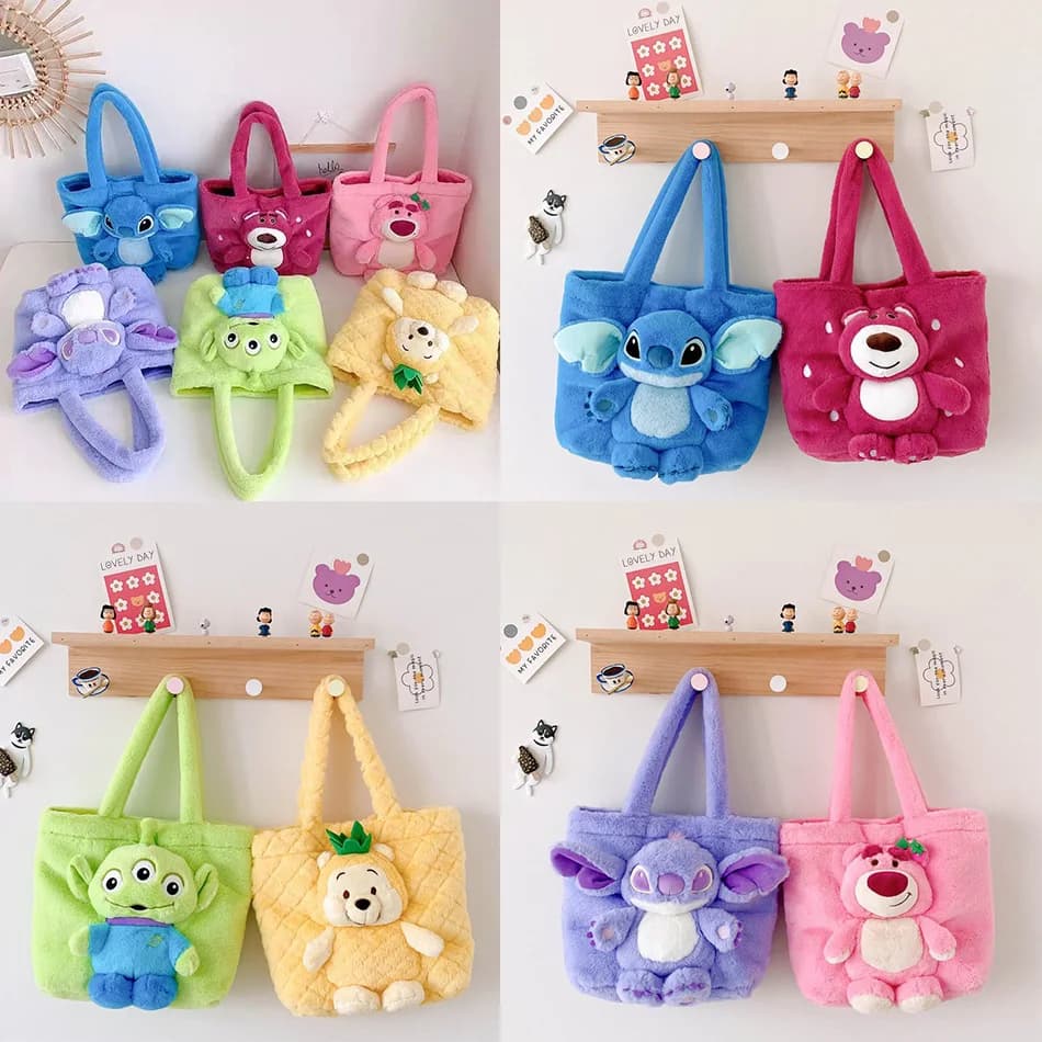Set di 6 Borse a Tracolla Stitch Bear 35*27cm, Borsa Casual Carina e Alla Moda, Idea Regalo di Compleanno, Disponibile