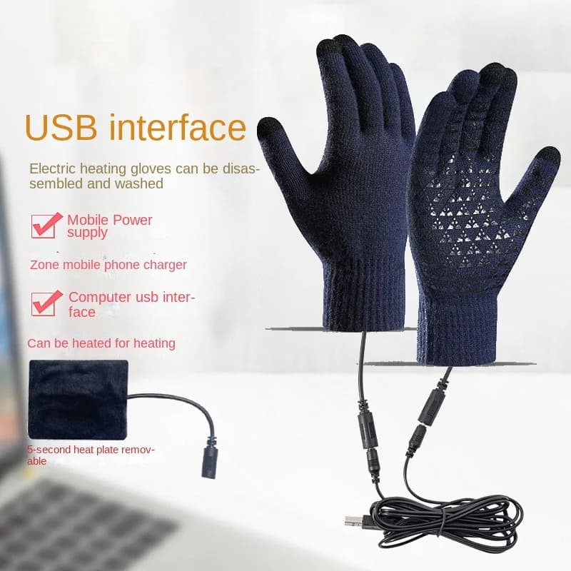 USB heated gloves for women and men Winter gloves touchscreen Scaldamani Rechargeable washable outdoor heating