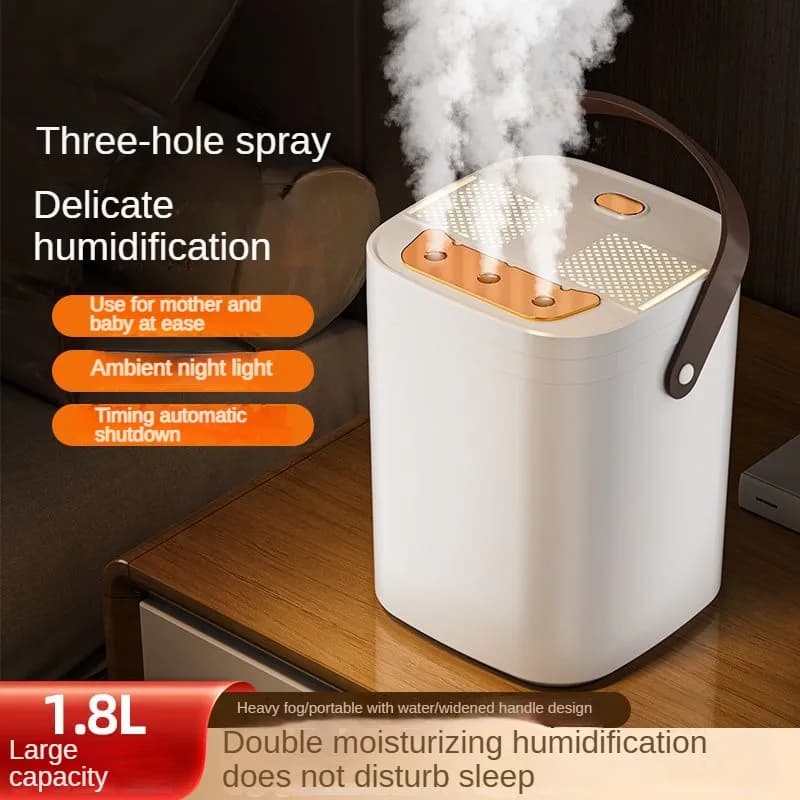 Umidificatore per luce notturna a tre ugelli Macchina per aromaterapia con doppio filtro di grande capacità da 1,8 litri USB silenzioso con spegnimento temporizzato per auto da camera da letto