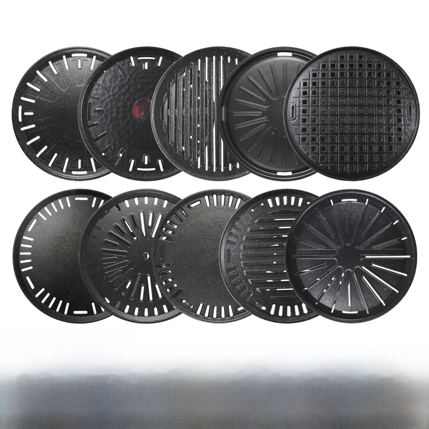Korean Style BBQ Tray Commercial Grade Iron Pan Charcoal Grill Smokeless Multi-Function Non-Stick round Grid for Home Use
