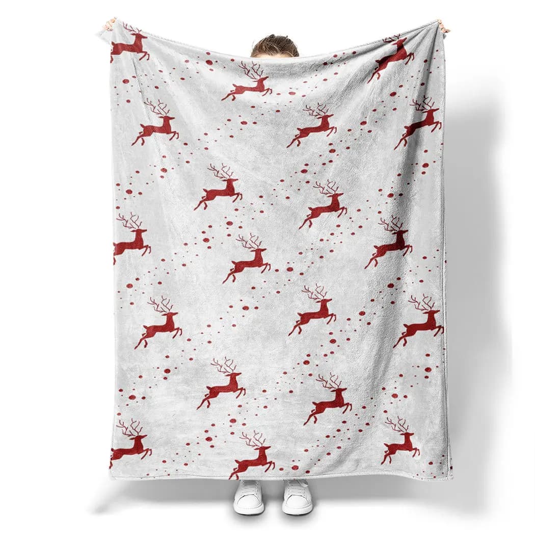 Semplice coperta stampata con cervi natalizi per divano letto, viaggio, campeggio, soggiorno, ufficio, coperta per regali per tutte le stagioni